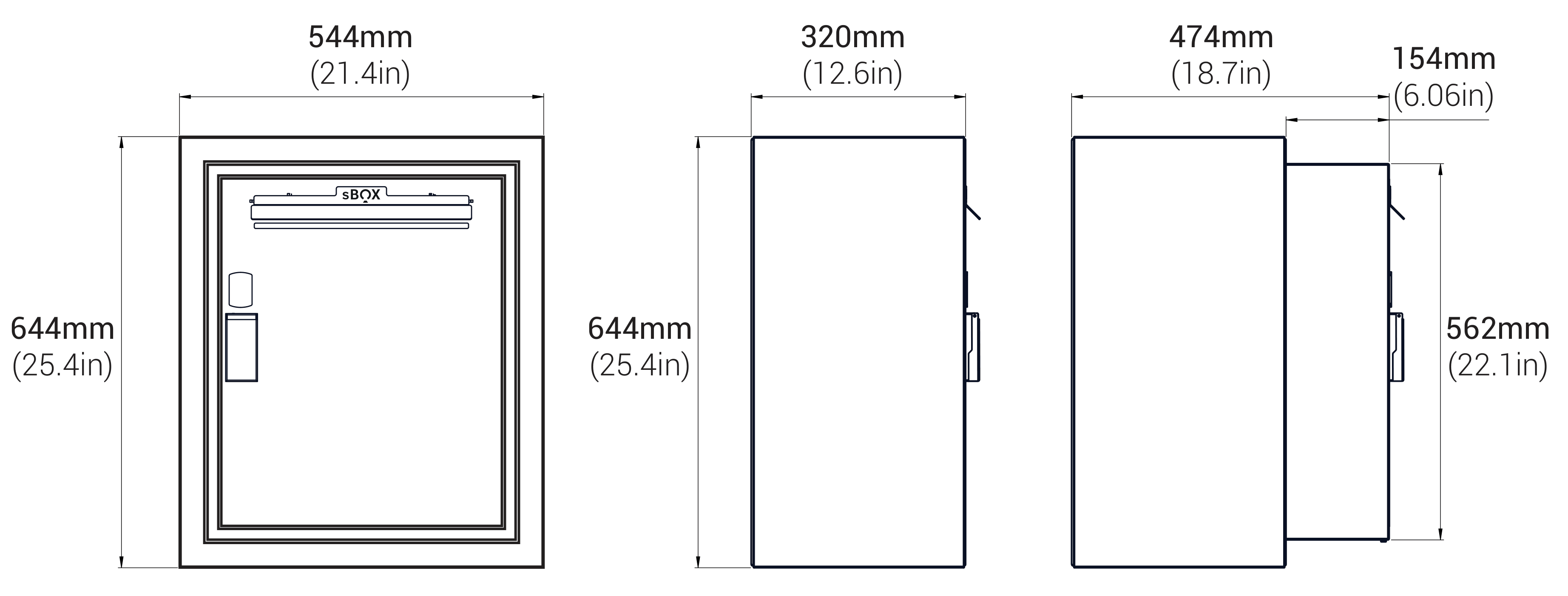 sBOX metal body dimensions diagram